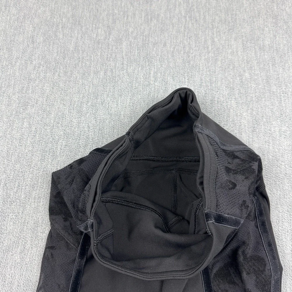 Lululemon Leggings Womens 2 Black Velvet Wunder Under Crop High-Rise Flocked Gym